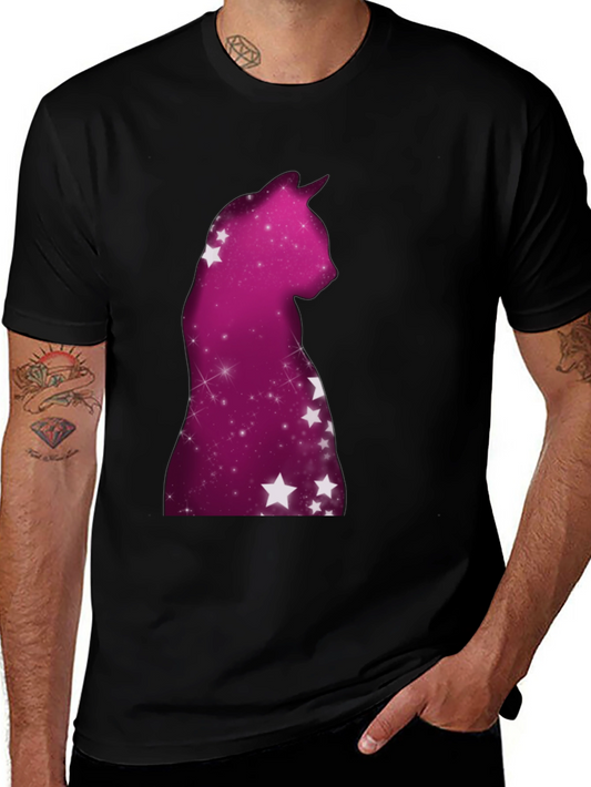 Unicorn Cat Silhouette Graphic Tee - Black