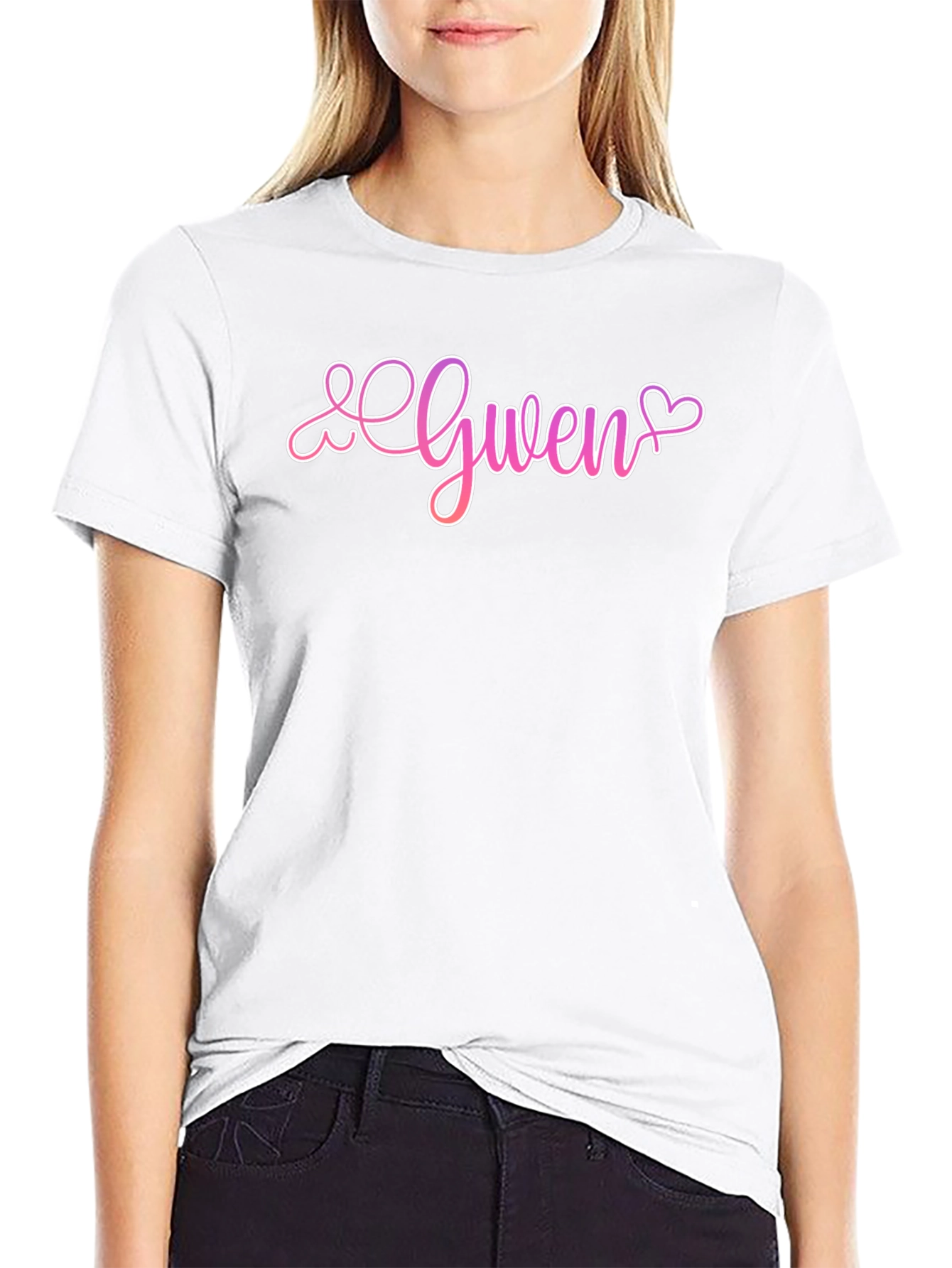 Gwen Heart Script Black T-Shirt