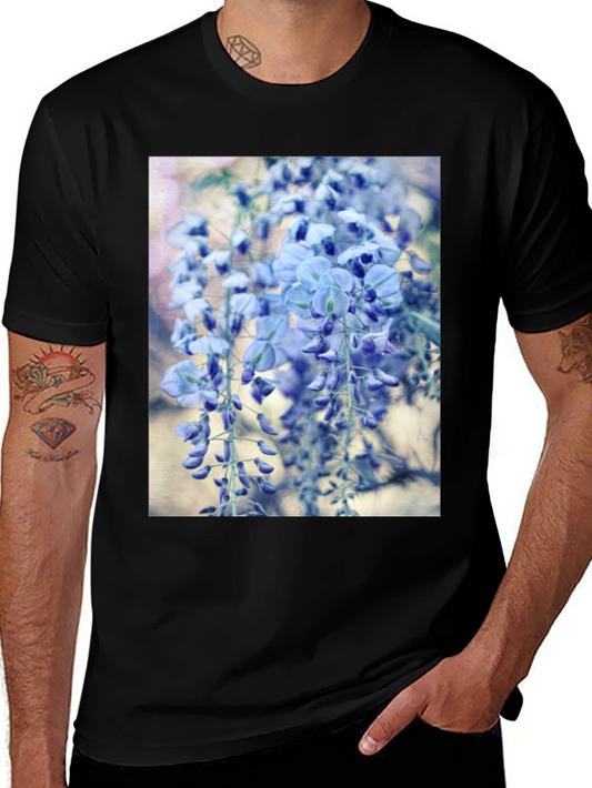 Floral T-Shirt - Hanging Blue Wisteria Print