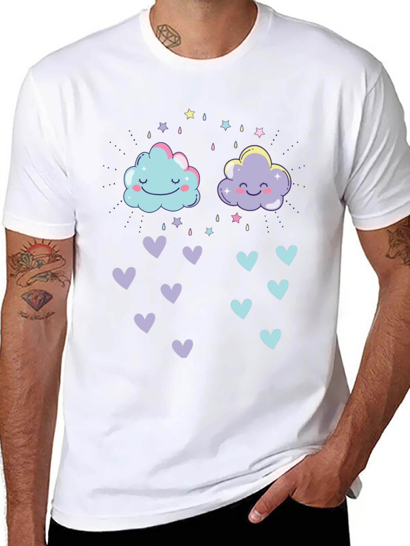 Cute Cloud & Hearts Graphic Tee