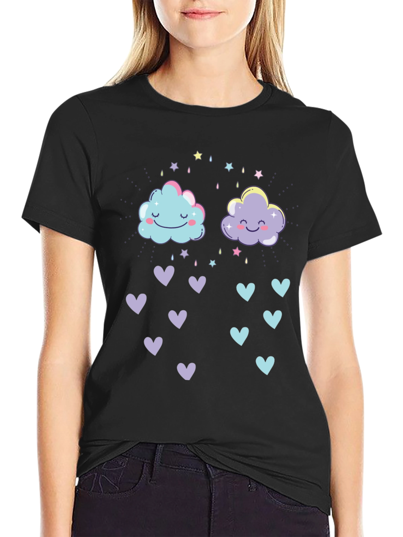 Cute Cloud & Hearts Graphic Tee