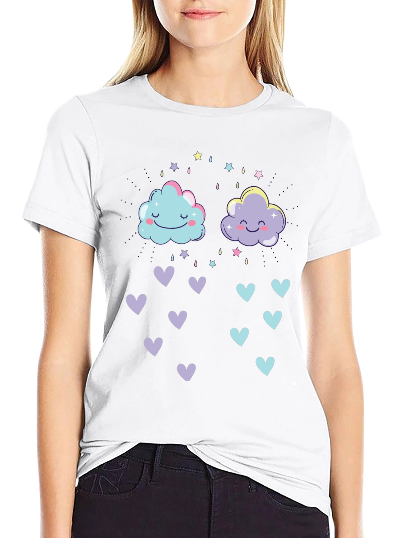 Cute Cloud & Hearts Graphic Tee