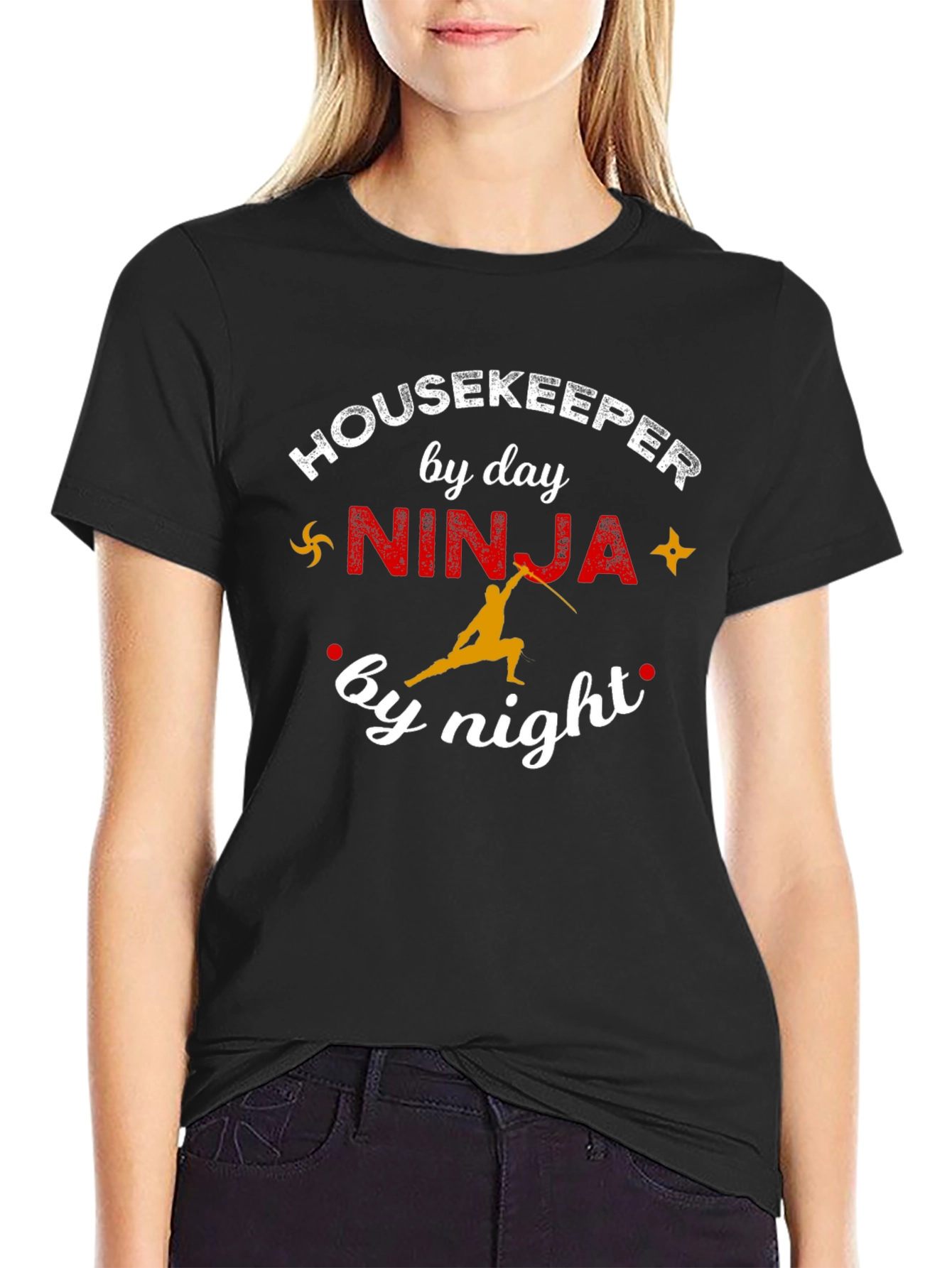 Housekeeper by Day Ninja by Night Black T-Shirt