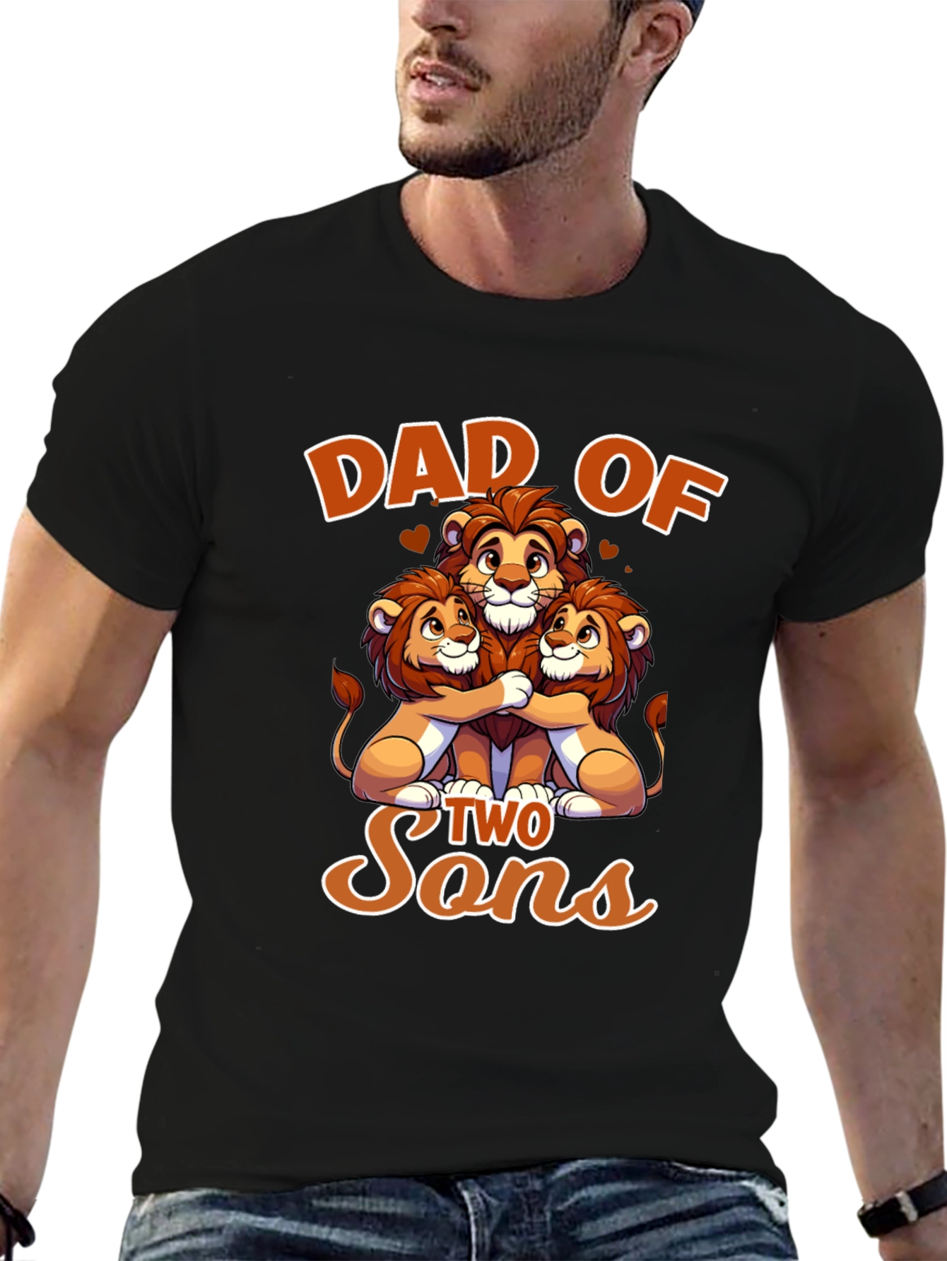Dad of Two Sons - Lion Family T-Shirt
