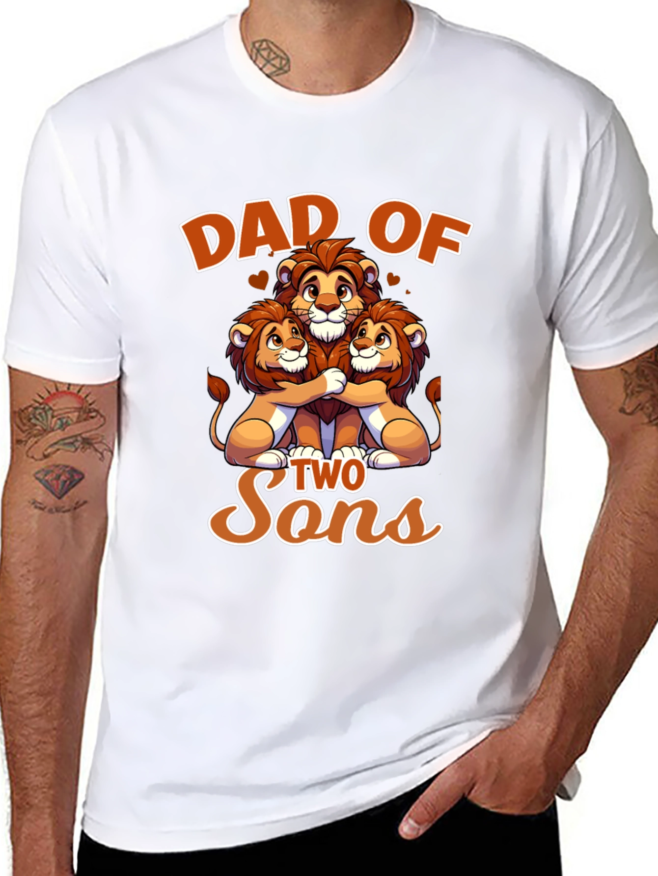 Dad of Two Sons - Lion Family T-Shirt