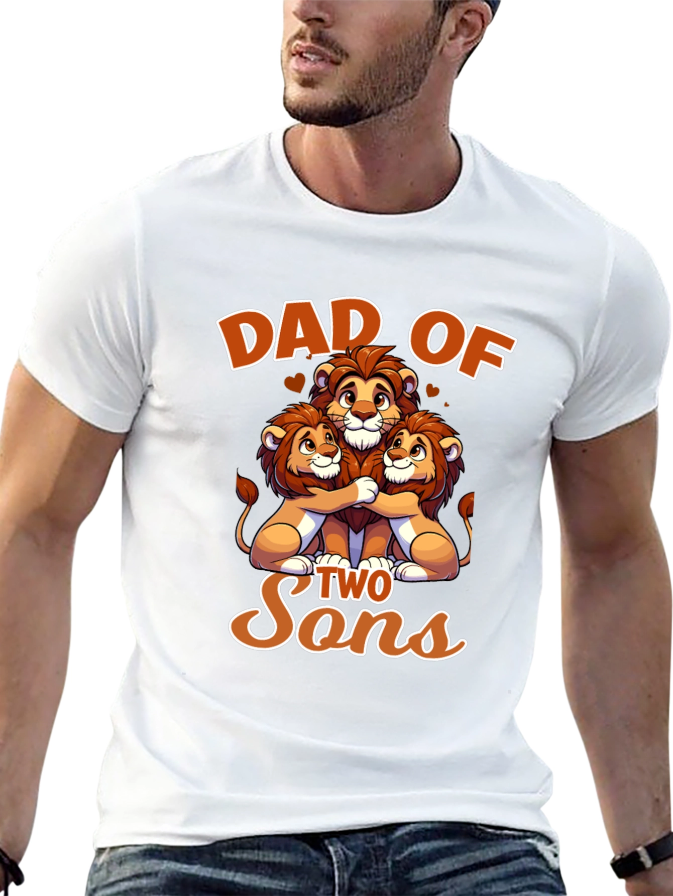 Dad of Two Sons - Lion Family T-Shirt