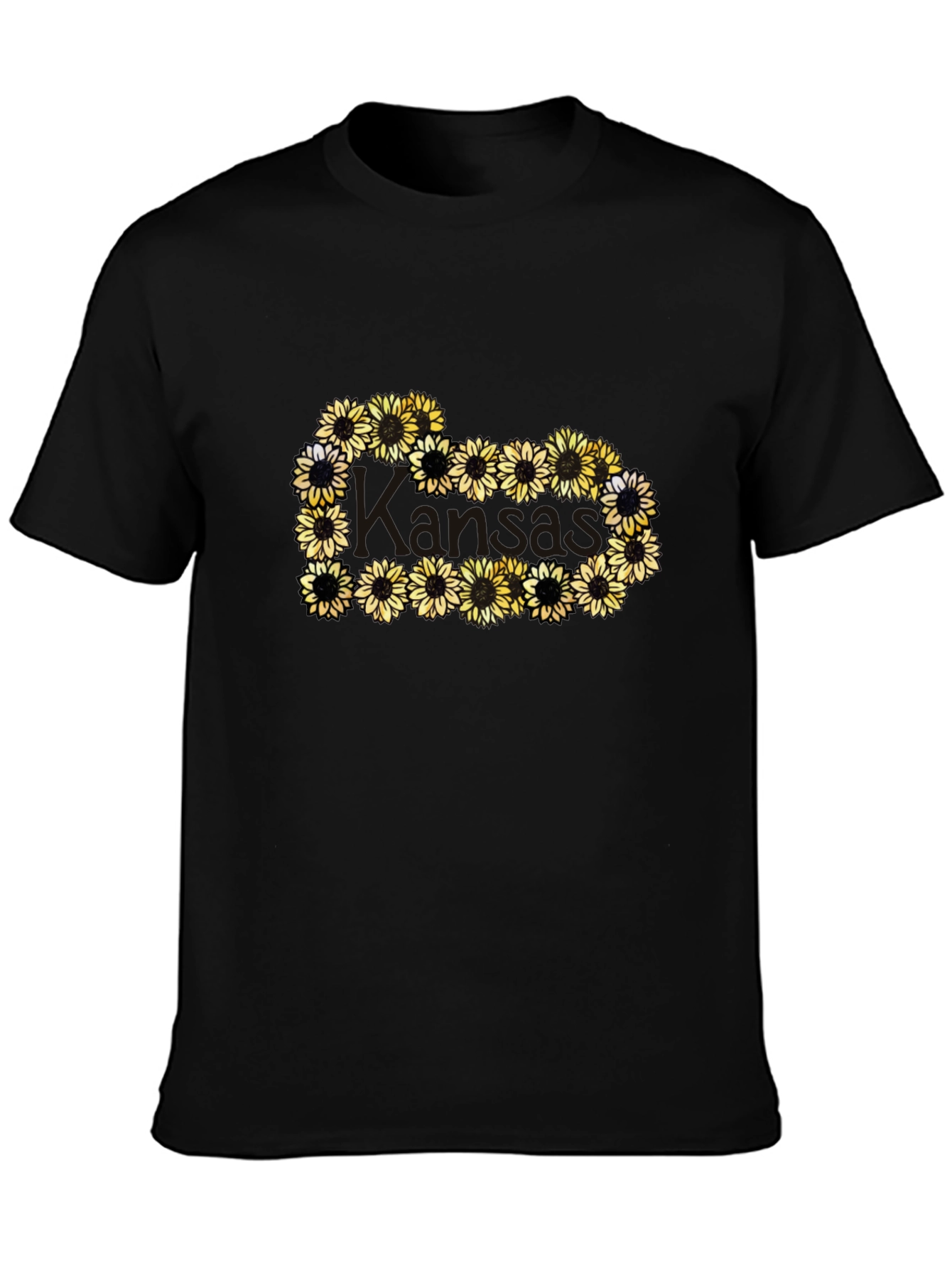 Sunflower Heart Graphic Black T-Shirt