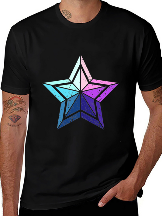 Retro Star Graphic Tee - Casual Black T-Shirt