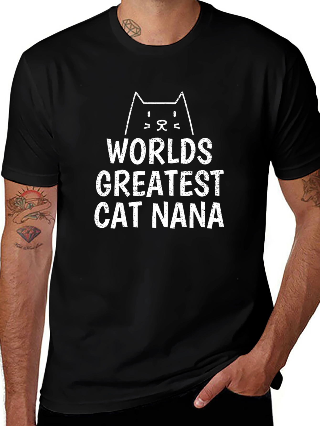 Worlds Greatest Cat Nana Black T-Shirt