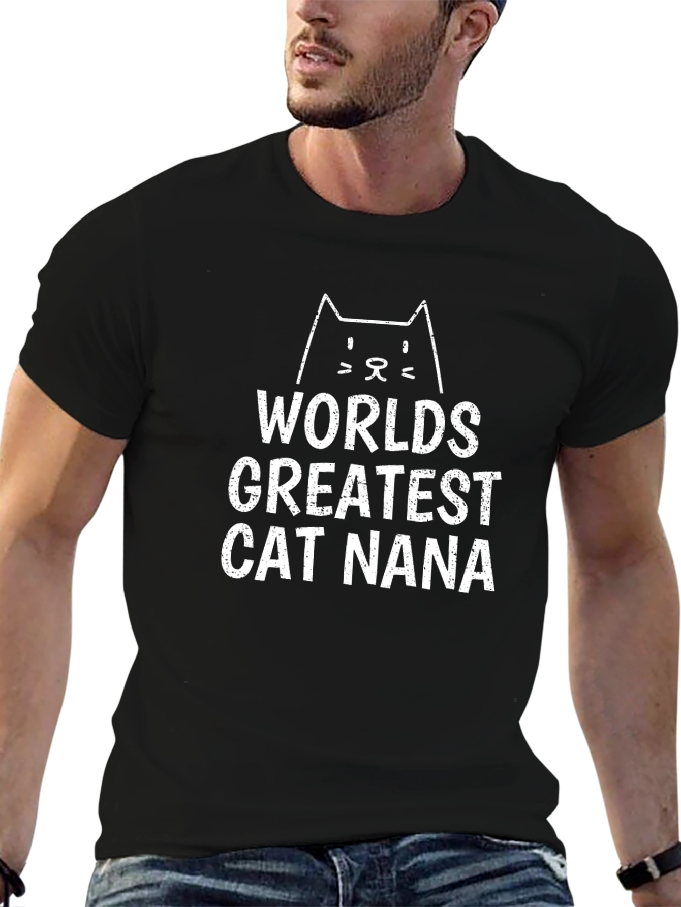 Worlds Greatest Cat Nana Black T-Shirt
