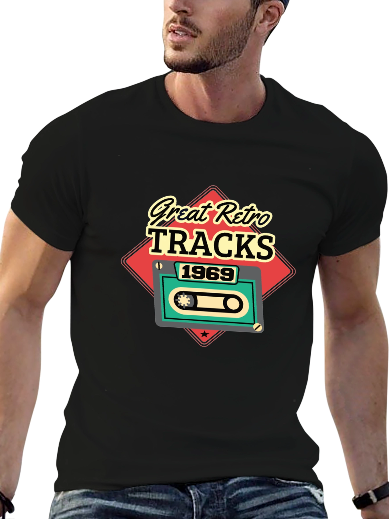 Great Retro Tracks 1969 Cassette Tape Graphic T-Shirt