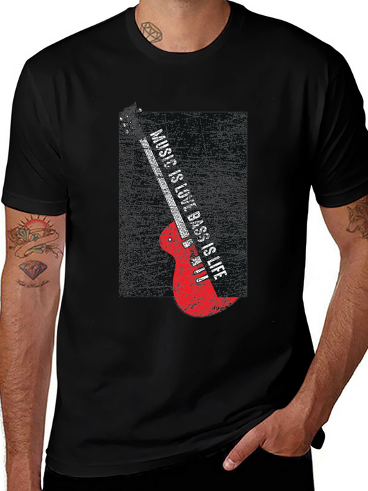 Music is Love Bass is Life Graphic Tee - Black