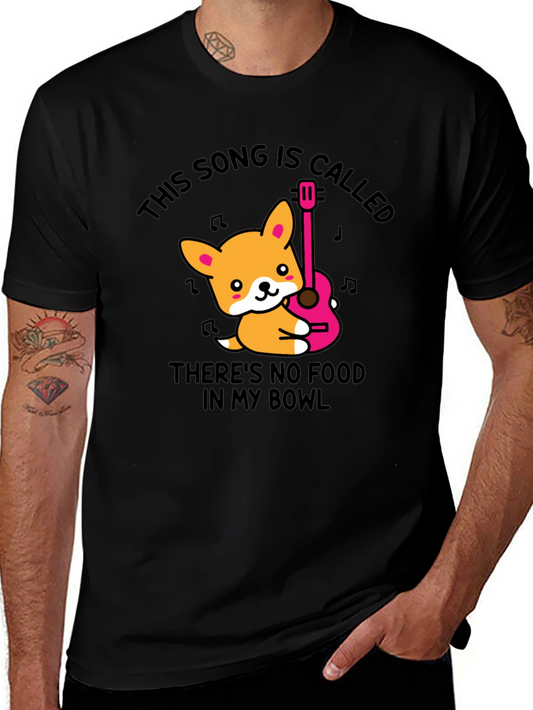 Corgi Guitar Song Black T-Shirt