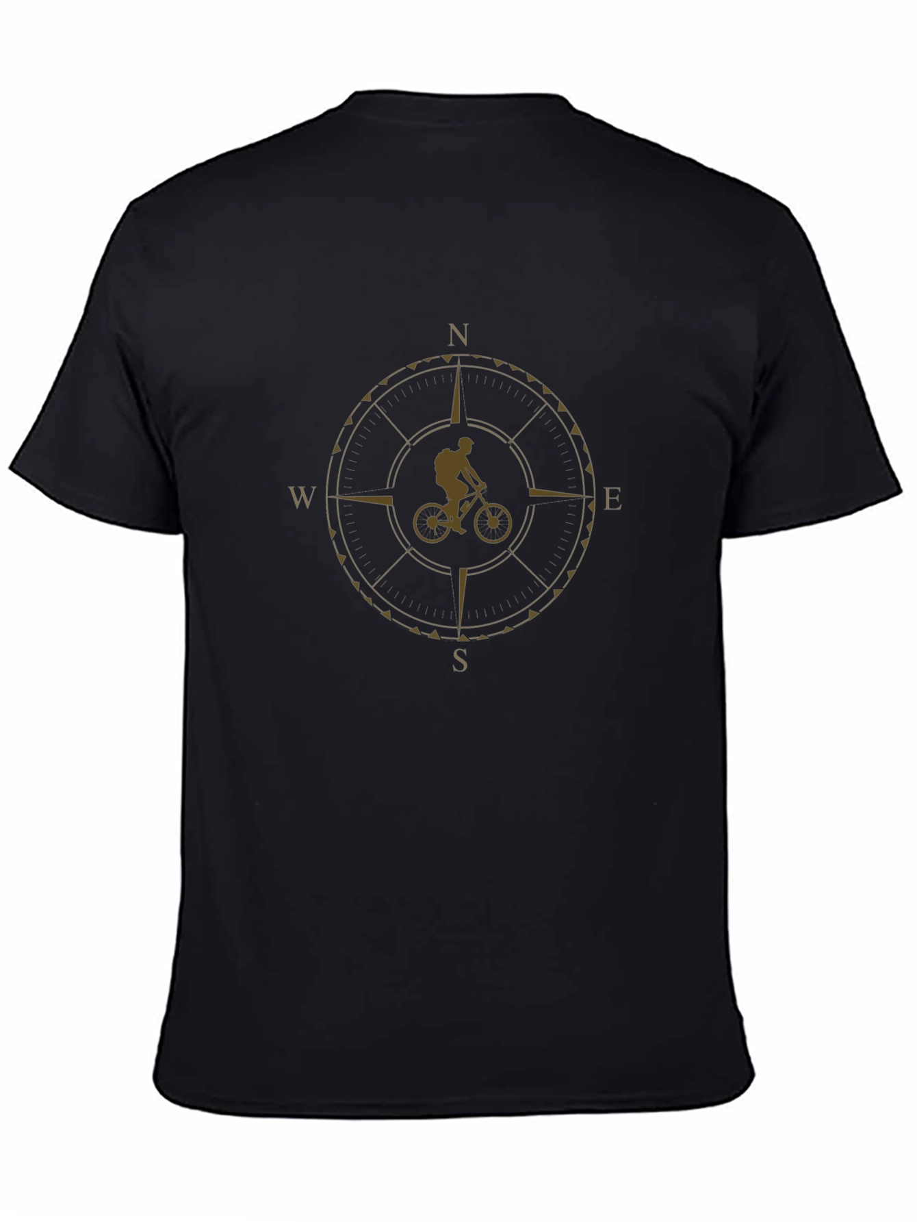Compass Biker Graphic Tee - Black Cotton T-Shirt