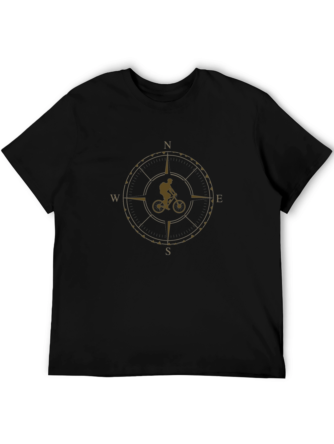 Compass Biker Graphic Tee - Black Cotton T-Shirt