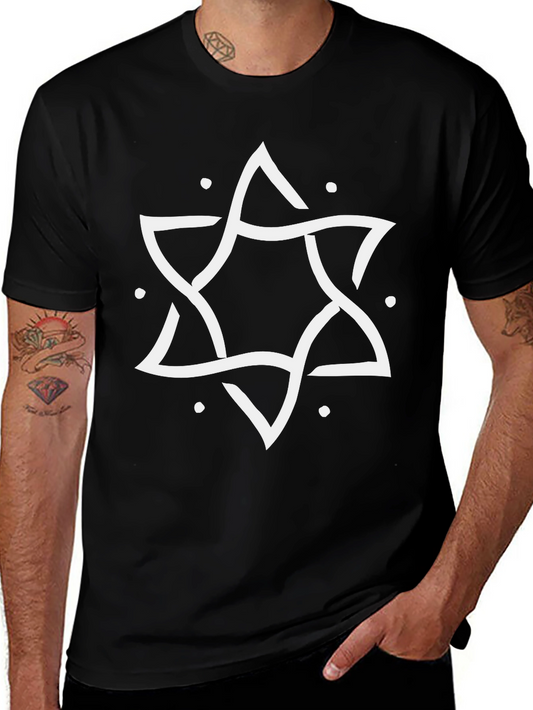 Abstract Star Graphic Tee - Black