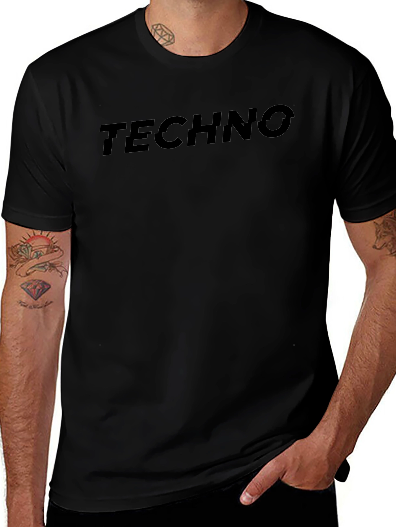 Techno T-Shirt - Black Cotton Graphic Tee