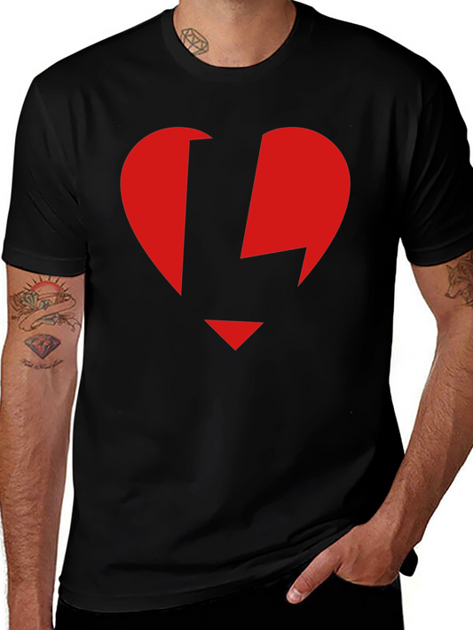 Red Heart Lightning Black T-Shirt