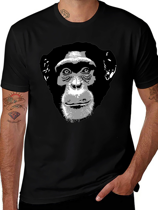 Chimpanzee Graphic Print Black T-Shirt