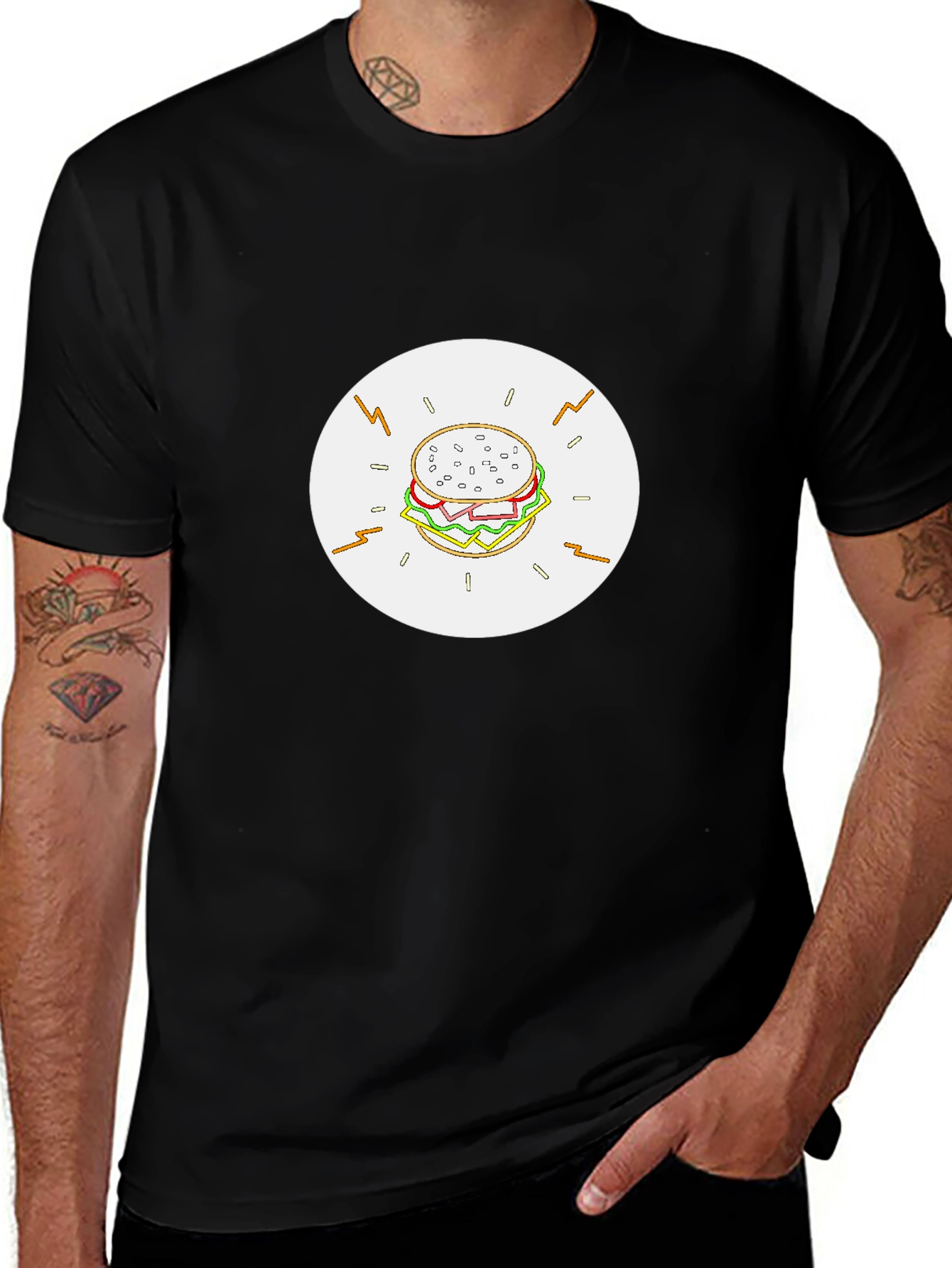 Burger Graphic Black T-Shirt - Tasty Tee