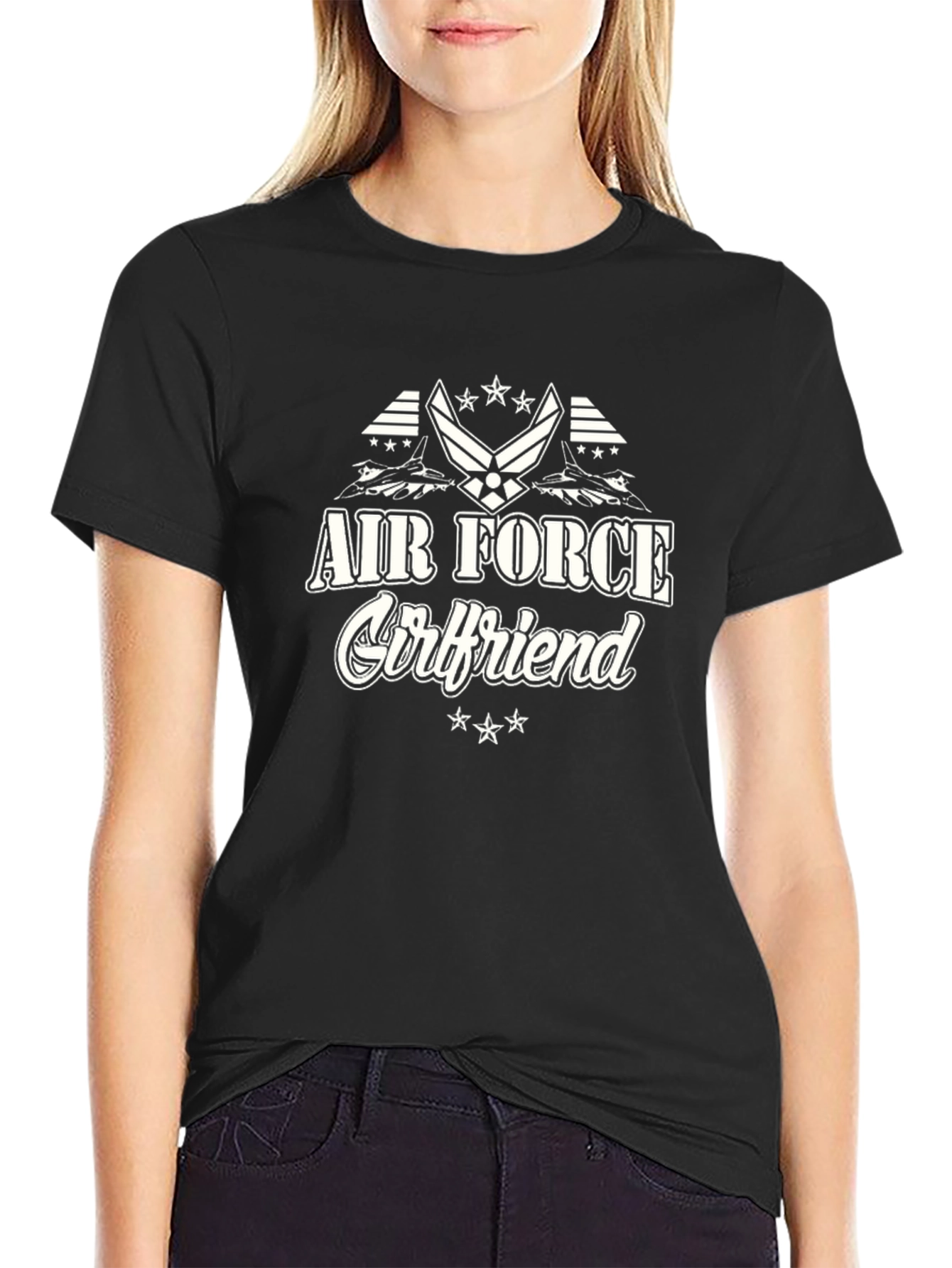 Air Force Girlfriend Black T-Shirt
