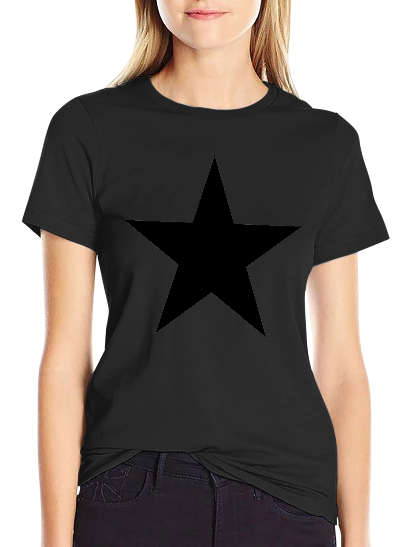 Bold Black Star Tee - Classic Casual Style