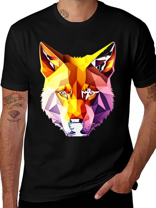 Geometric Wolf Graphic T-Shirt - Modern Art Tee