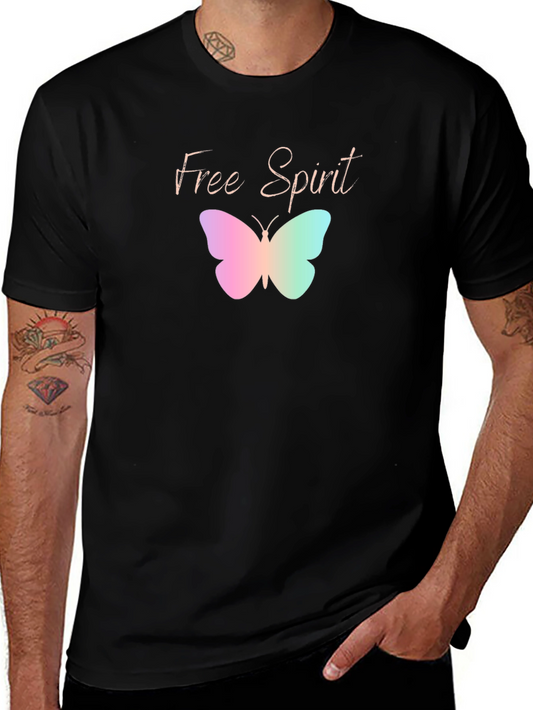 Free Spirit Butterfly Graphic Black T-Shirt