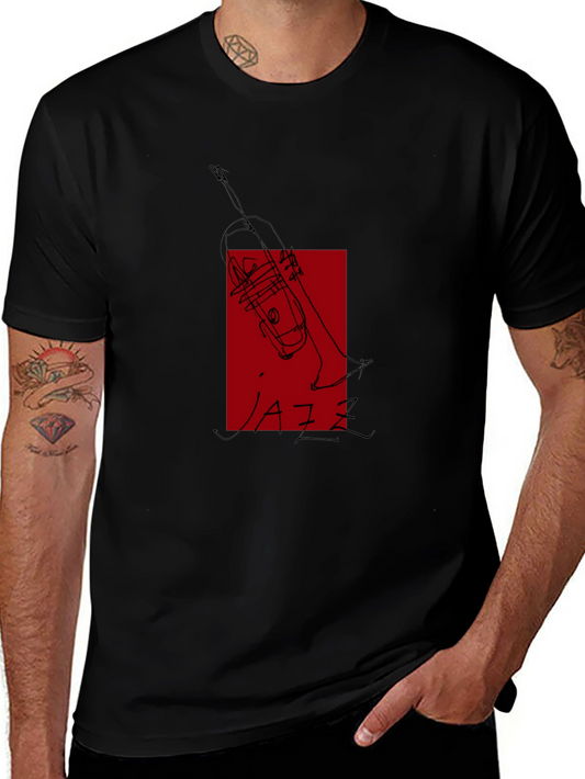 Cool Jazz Trumpet Tee - Black Graphic T-Shirt