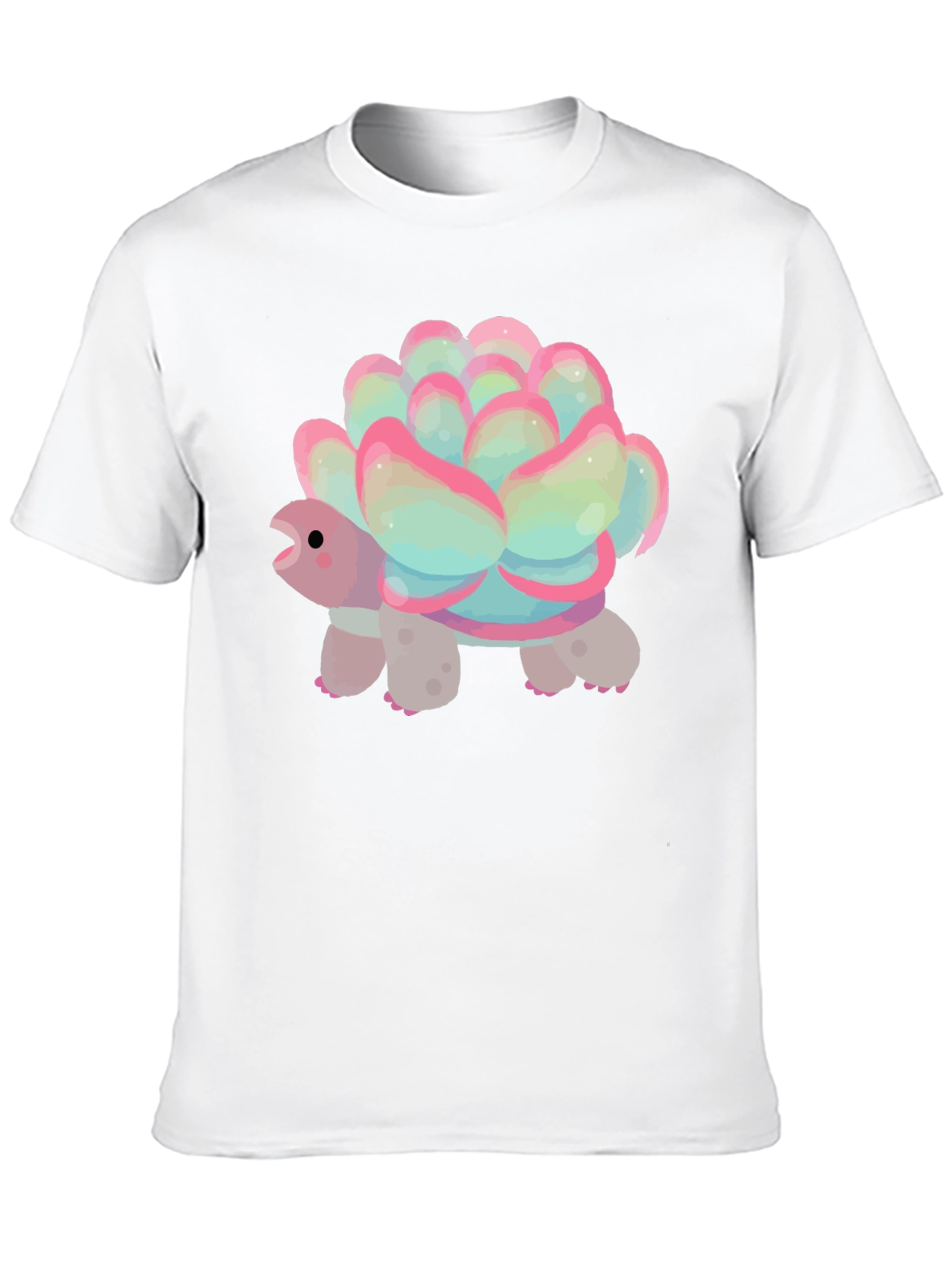 Cute Succulent Turtle Graphic Tee - Soft Cotton Blend