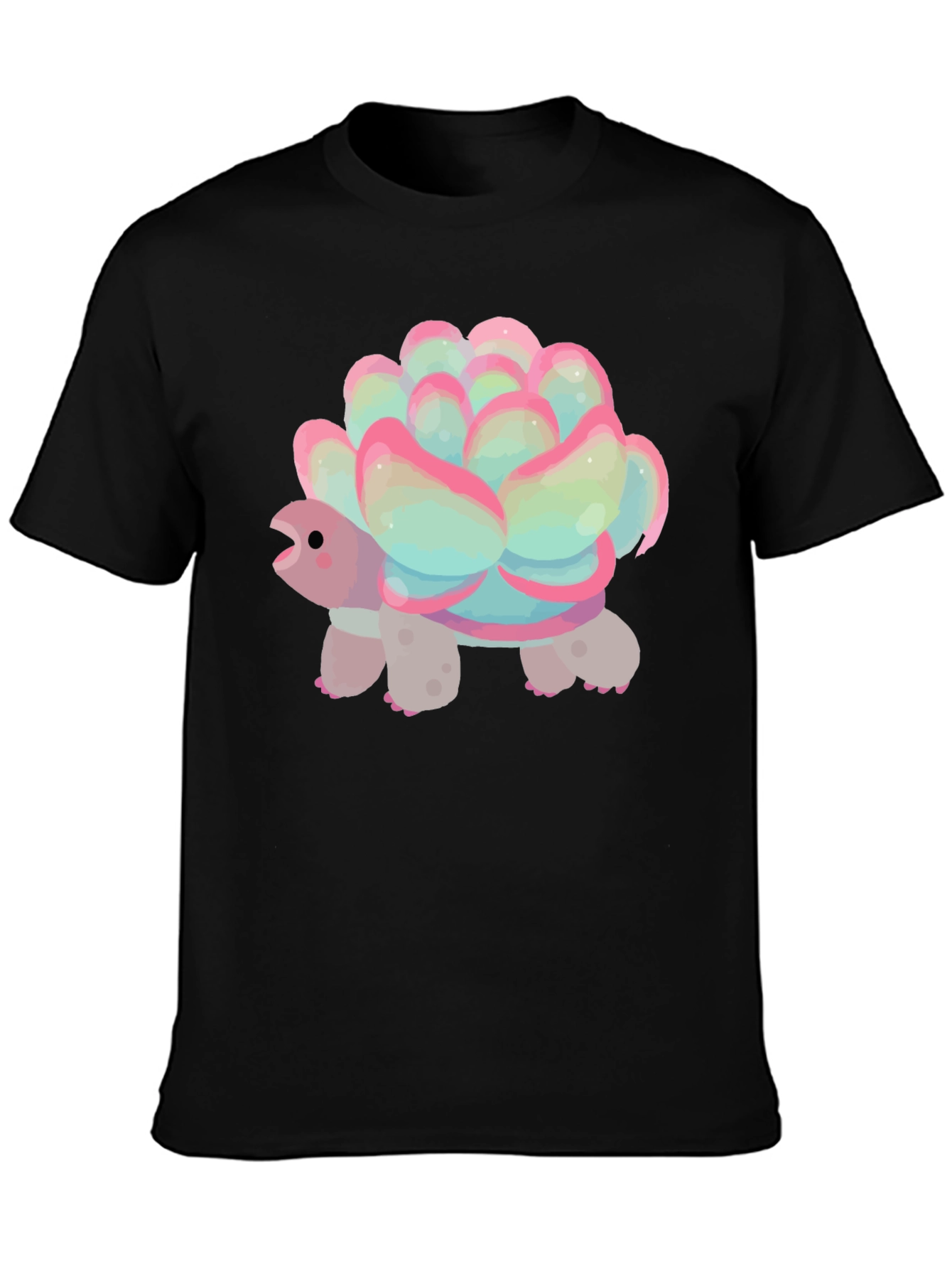 Cute Succulent Turtle Graphic Tee - Soft Cotton Blend