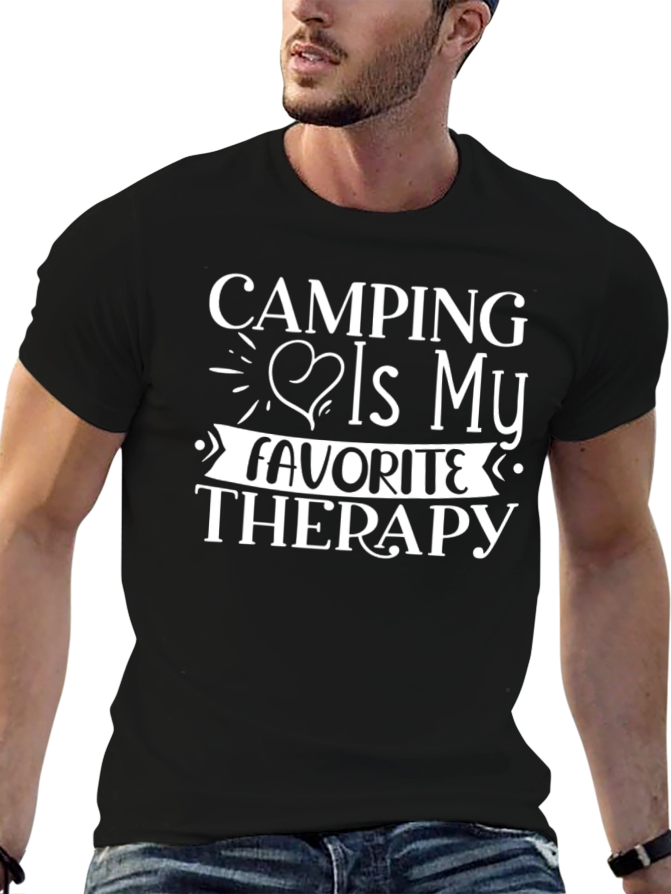 Camping is My Therapy Black Graphic Tee
