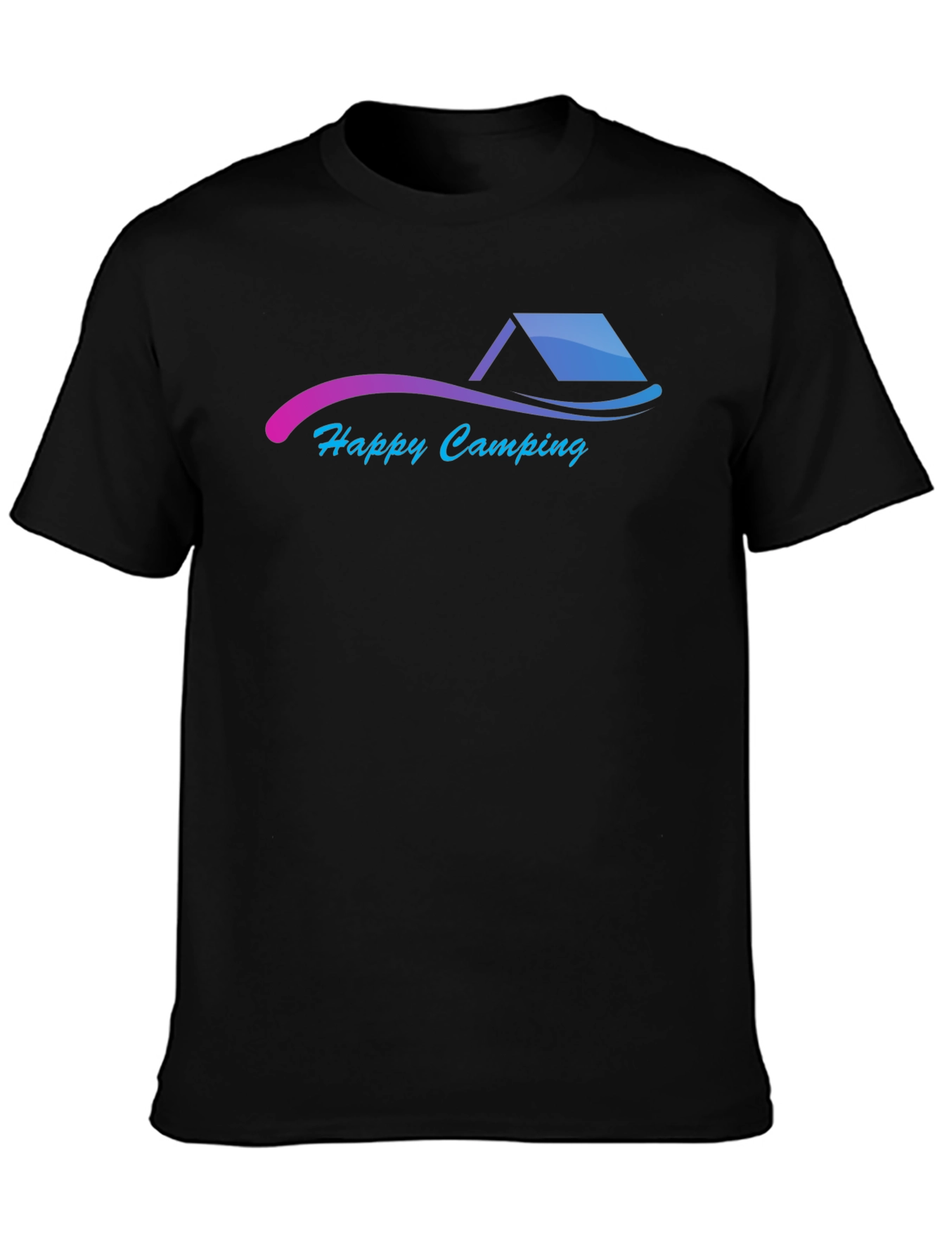 Happy Camping Graphic Black T-Shirt