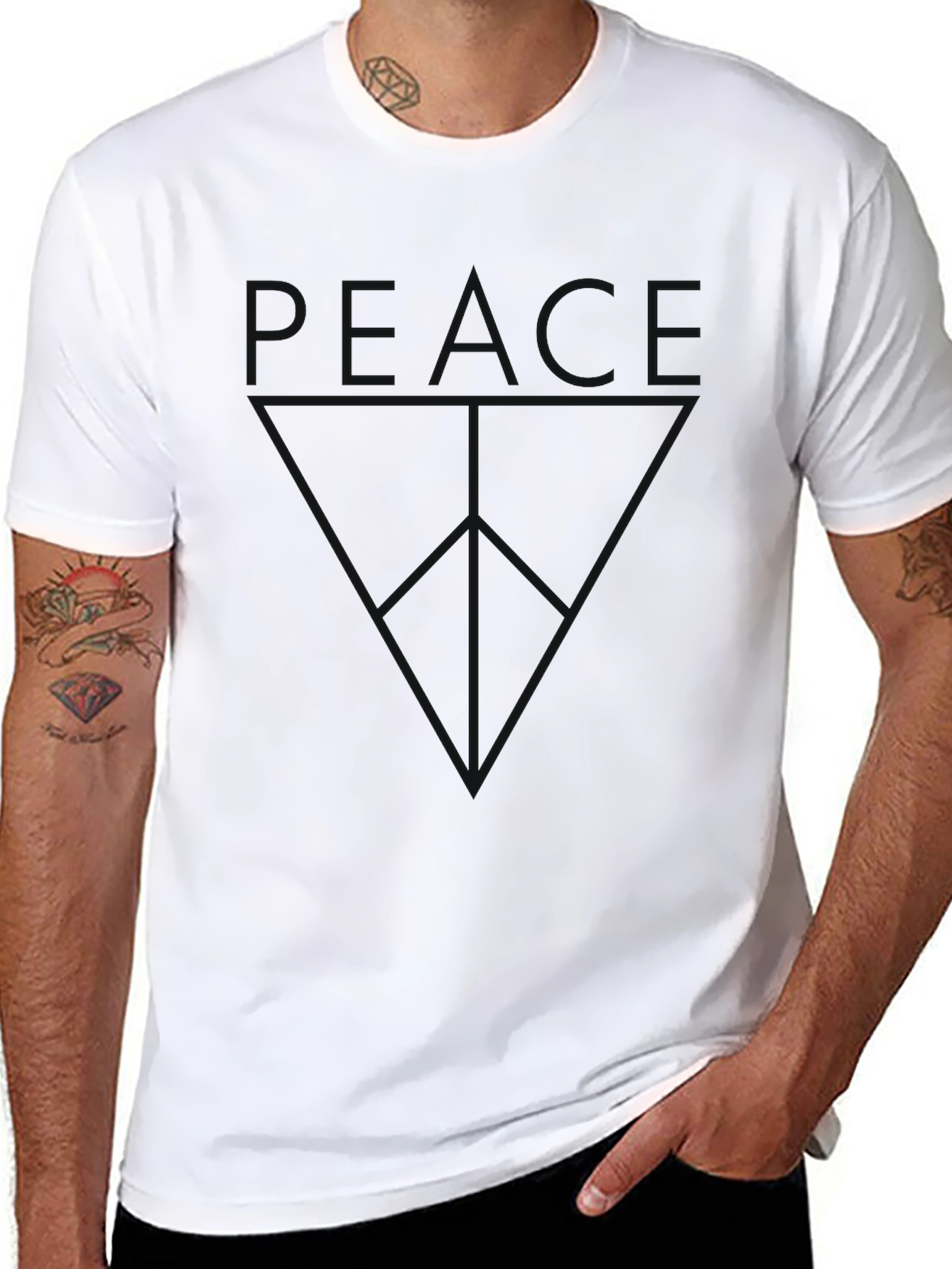 Black Peace Graphic T-Shirt - Menswear