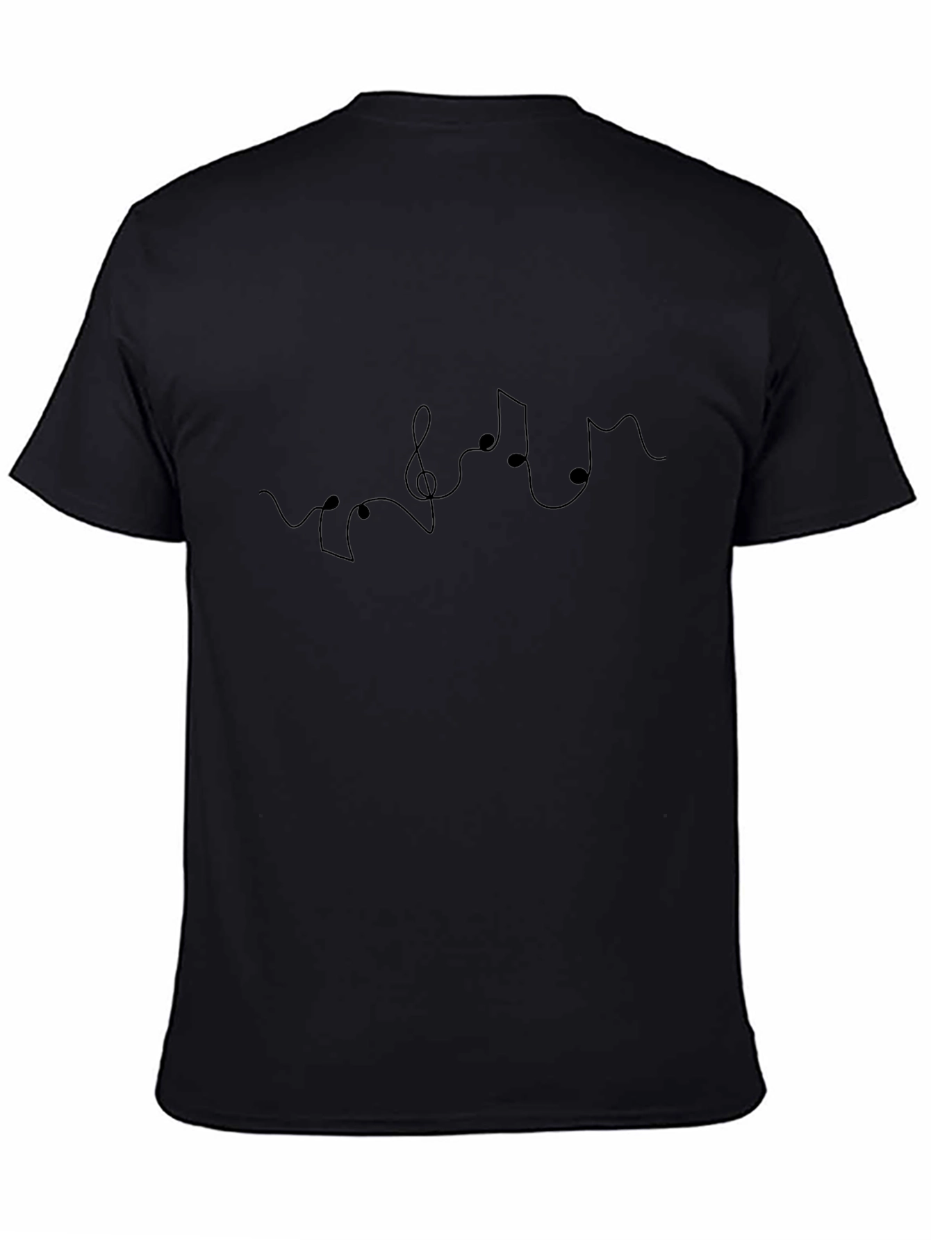 Minimalist Music Note Line Art Black Tee