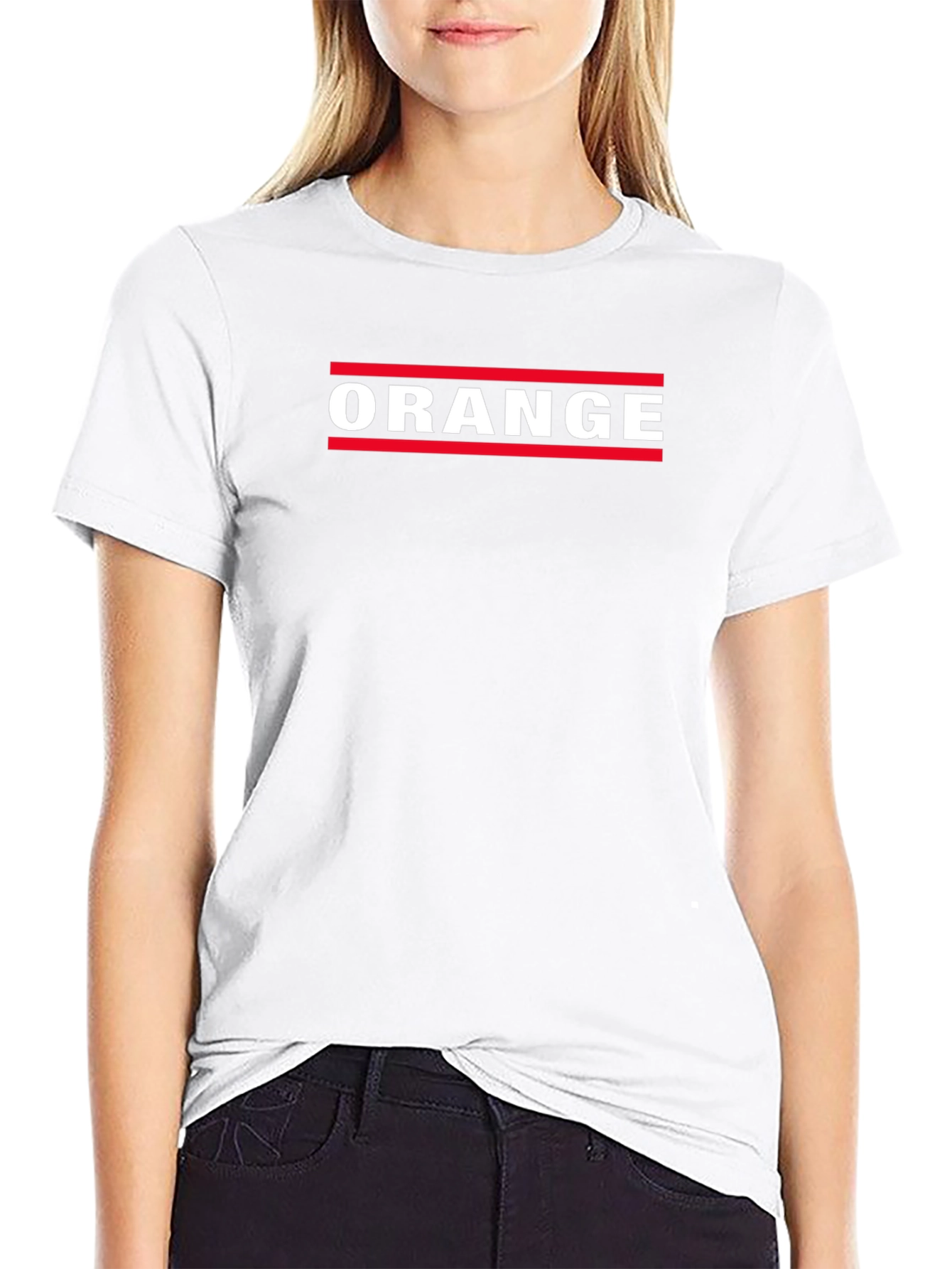 Mens Black Graphic Tee - ORANGE Design