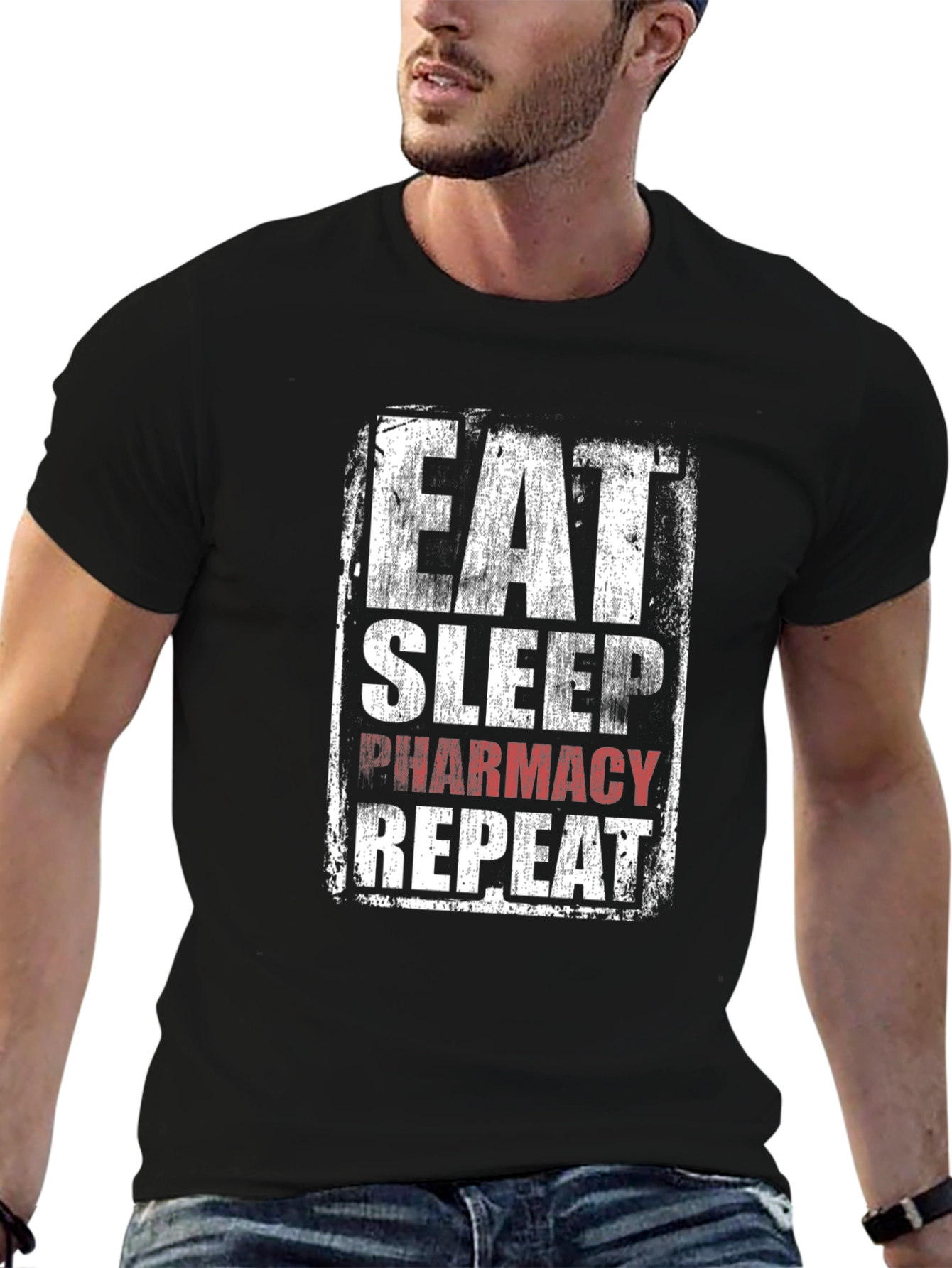 Eat Sleep Pharmacy Repeat Graphic T-Shirt