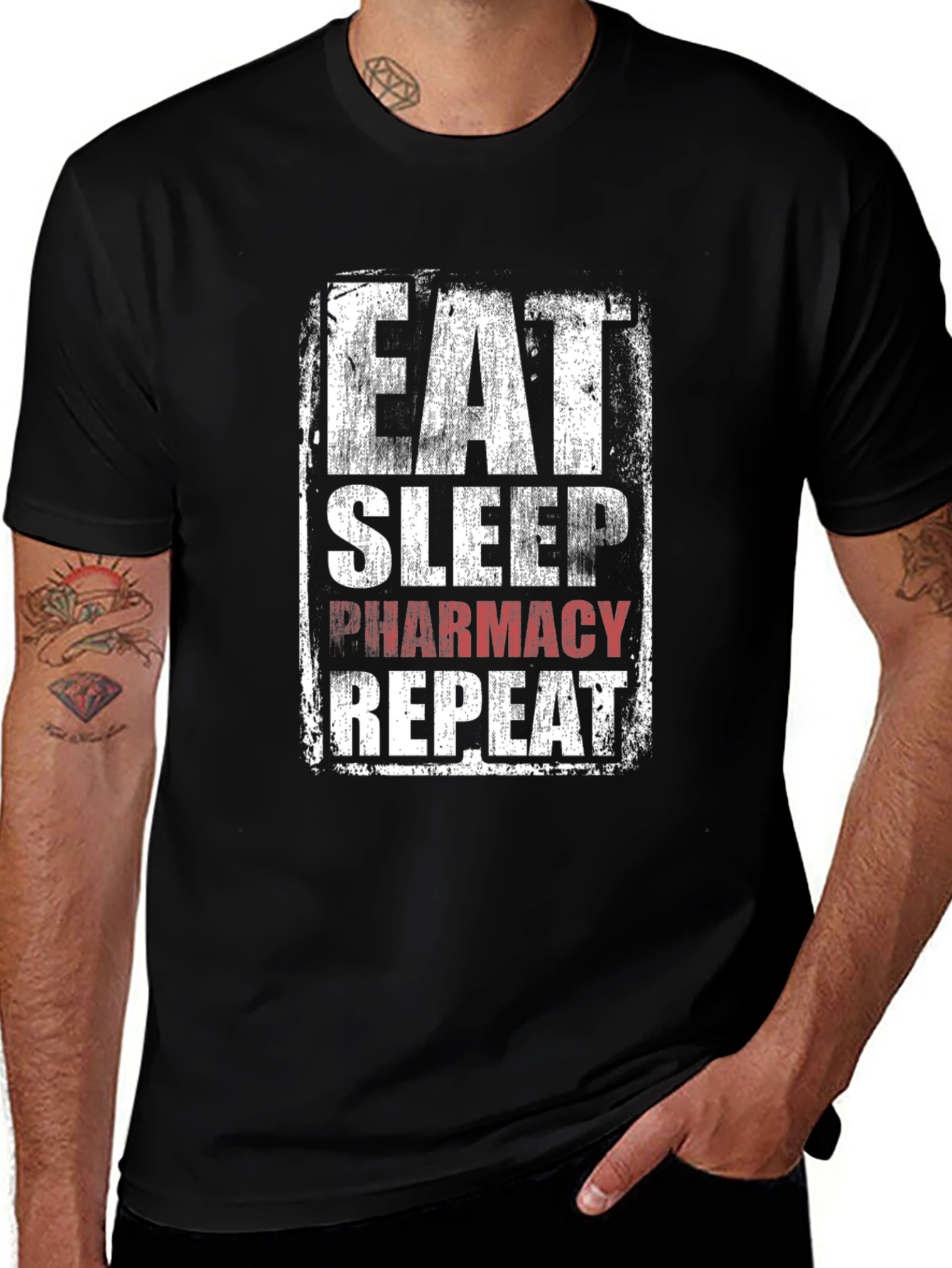 Eat Sleep Pharmacy Repeat Graphic T-Shirt