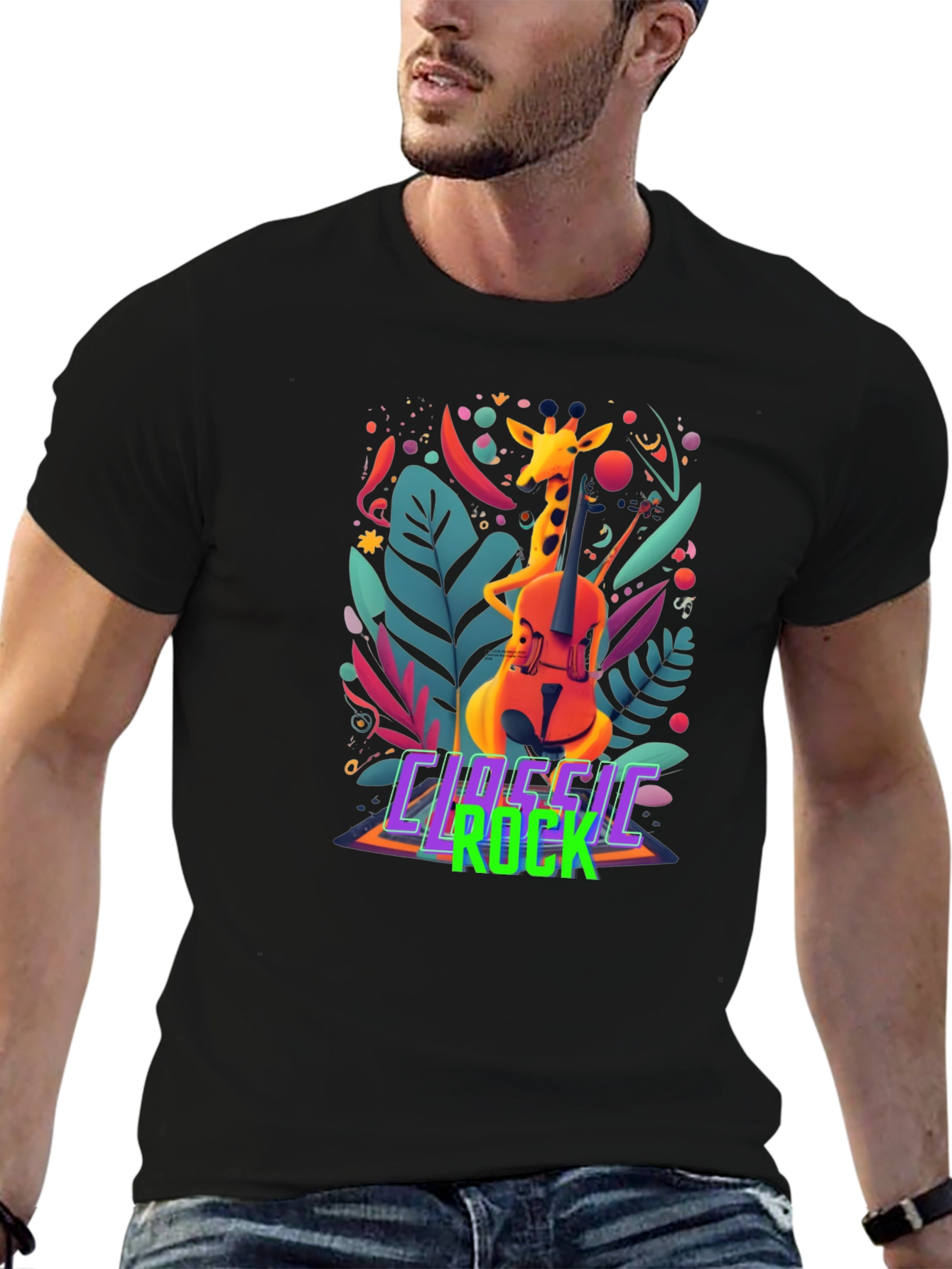 Classic Rock Giraffe Musician T-Shirt