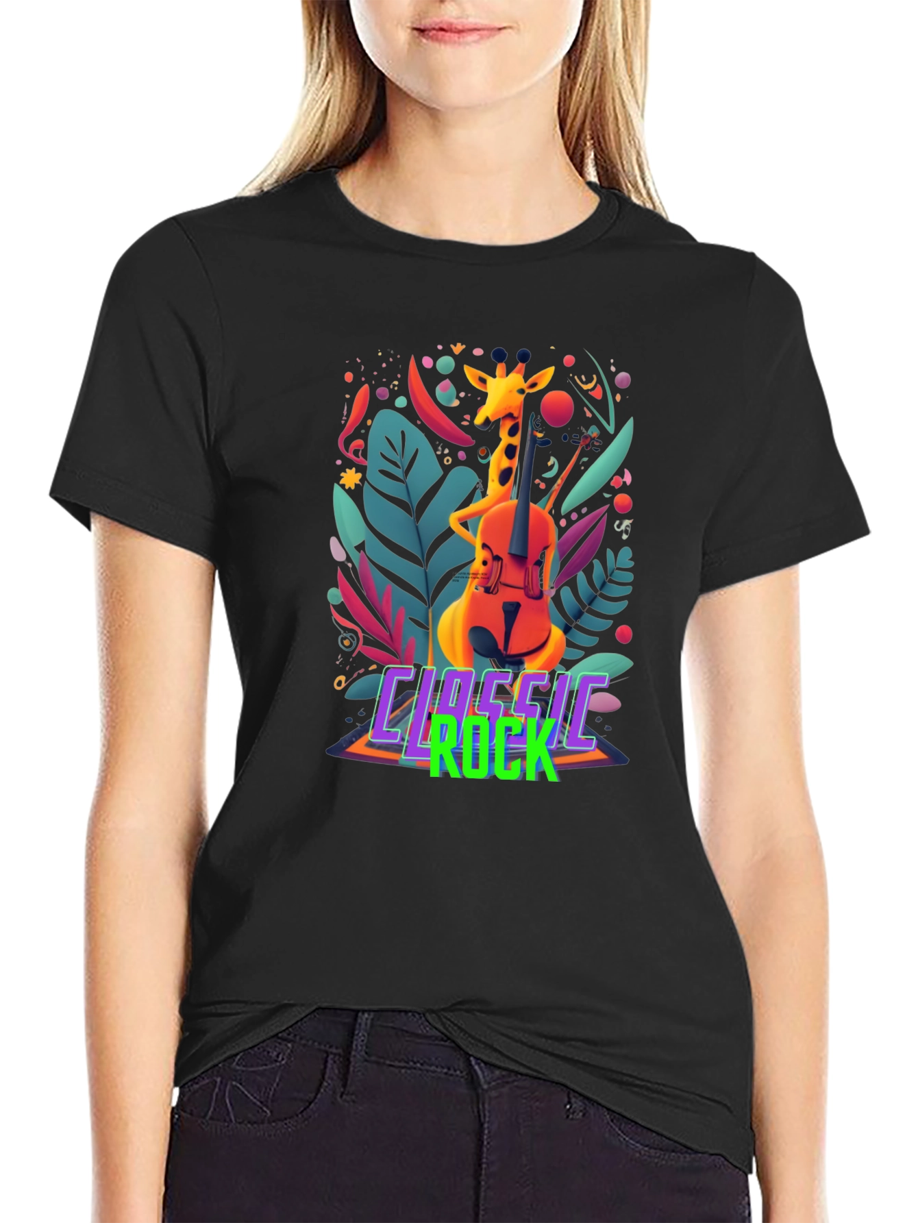 Classic Rock Giraffe Musician T-Shirt