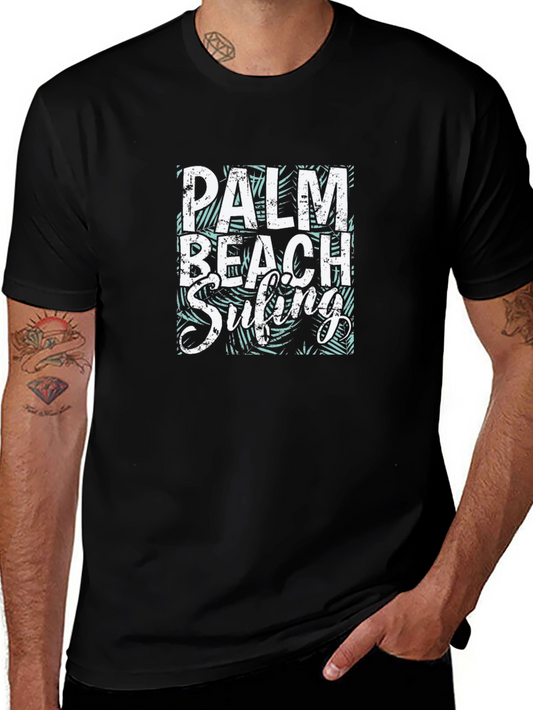 Palm Beach Surfing T-Shirt - Black Graphic Tee