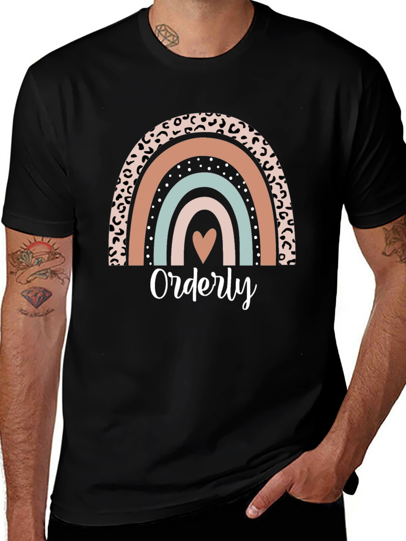 Orderly Rainbow Heart T-Shirt - Trendy Graphic Tee