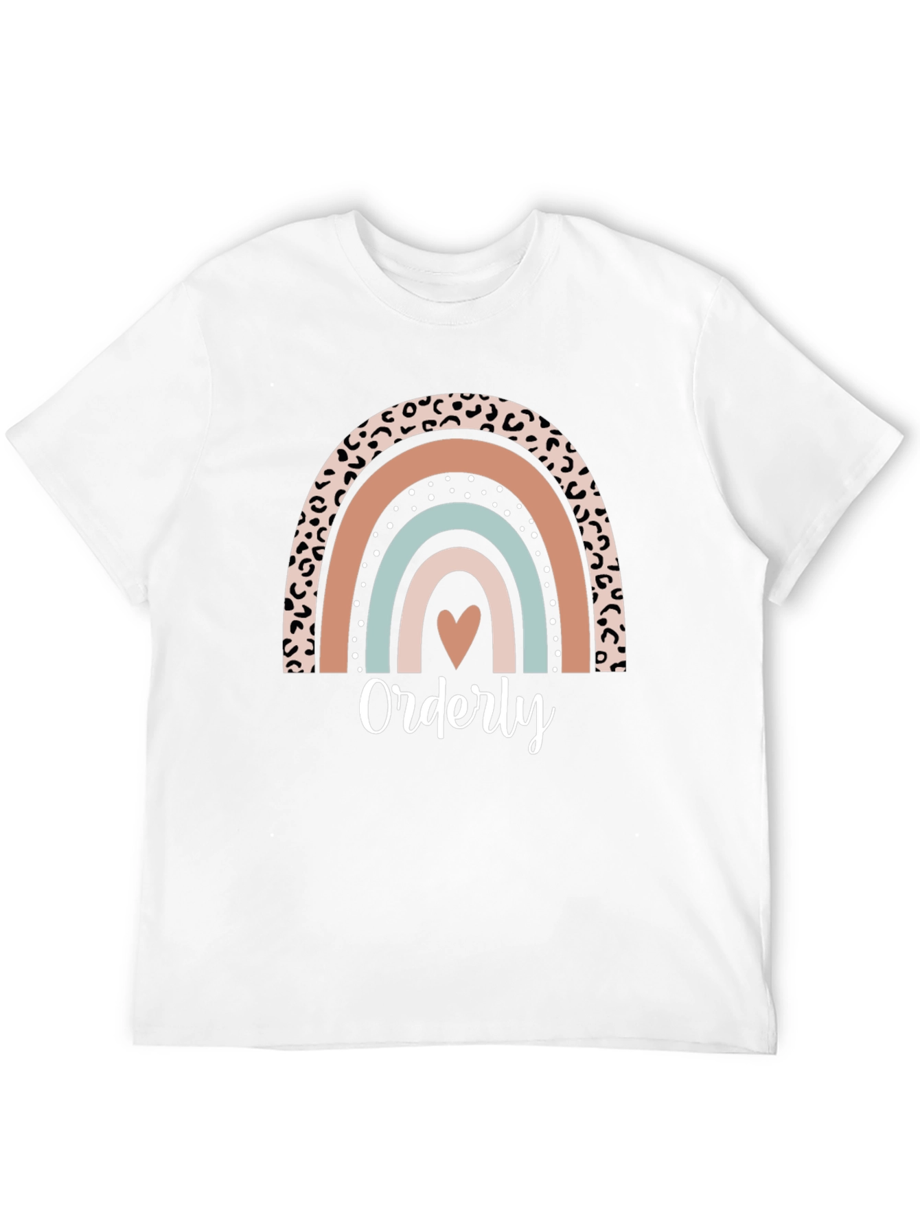 Orderly Rainbow Heart T-Shirt - Trendy Graphic Tee