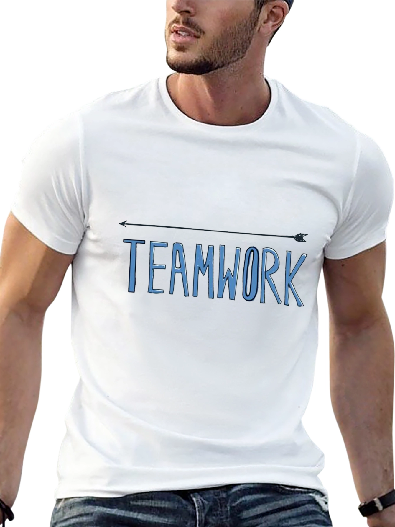 Teamwork Arrow T-Shirt - Black Cotton Casual Tee