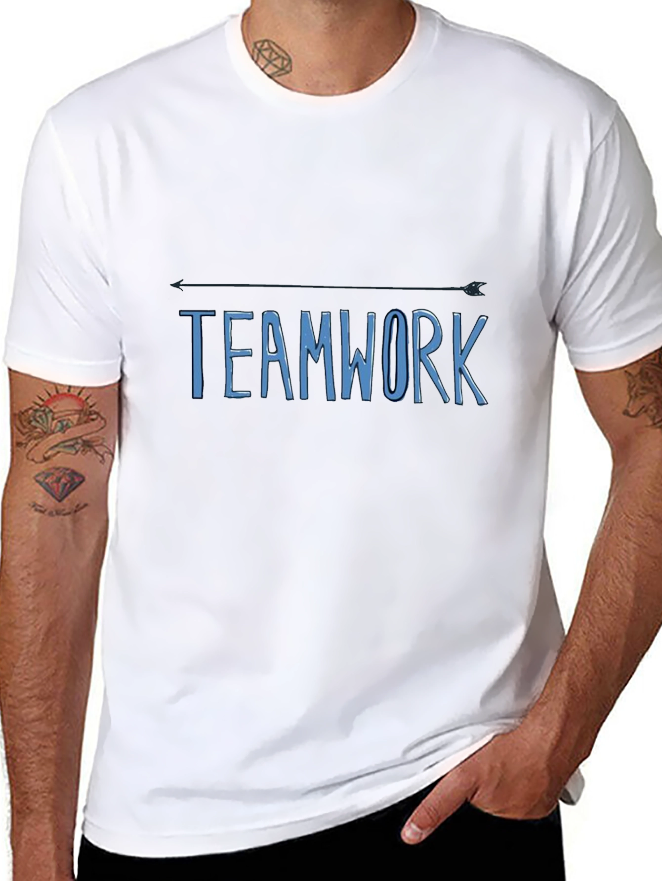 Teamwork Arrow T-Shirt - Black Cotton Casual Tee