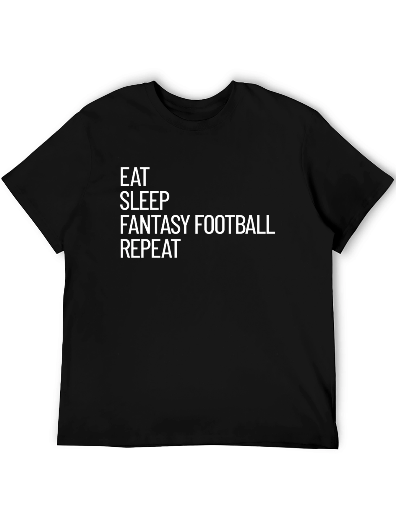 Eat Sleep Fantasy Football Repeat Black T-Shirt