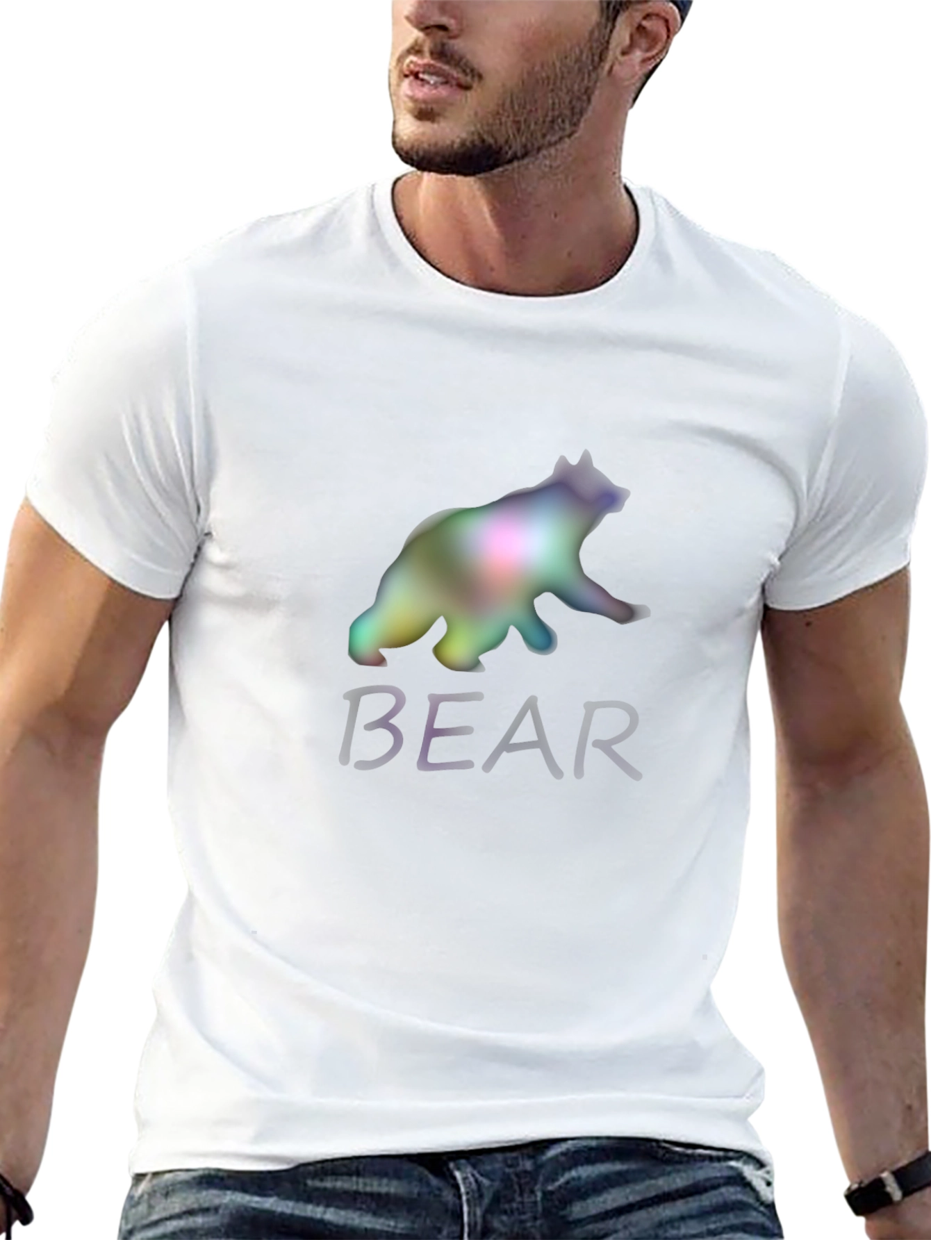 Mens Black Bear Graphic Print T-Shirt
