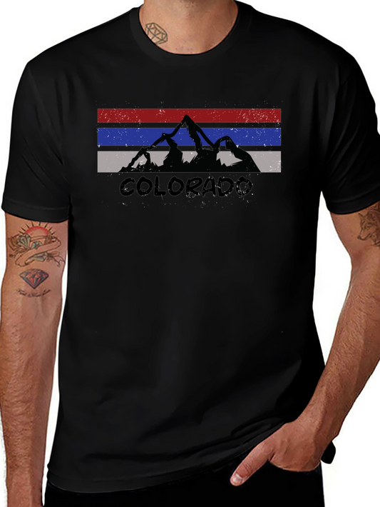 Colorado Mountain Graphic Tee - Distressed Print