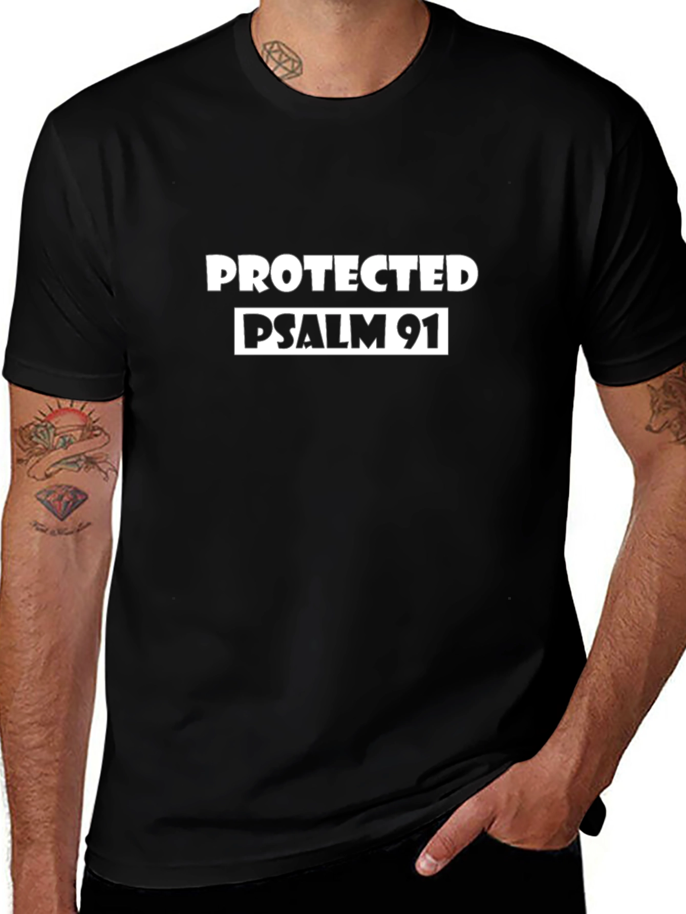 Protected Psalm 91 Black T-Shirt