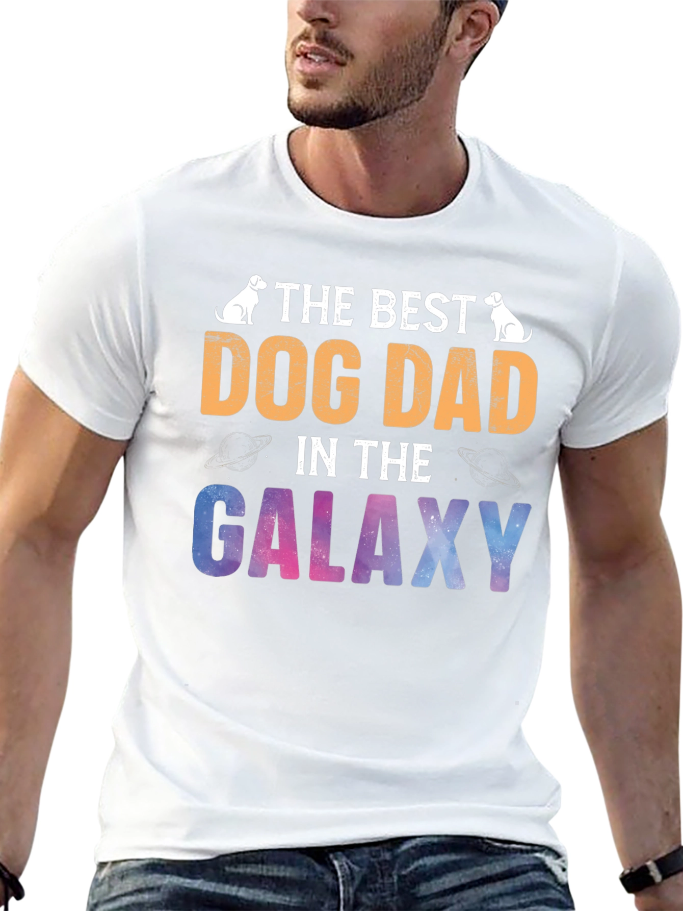Best Dog Dad Galaxy T-Shirt